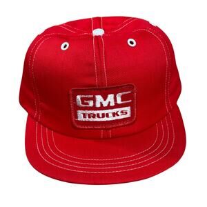 Vintage GMC Trucks Snapback Hat Red Foam 6 Panel Trucker Cap Automotive USA